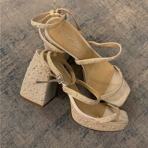 Betsey Johnson Ivory Strappy Heels
